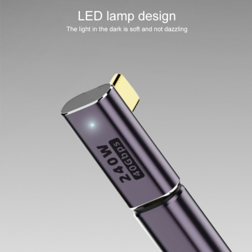 Adaptateur de courbure stéréo 240 W USB-C/Type-C femelle vers USB-C/Type-C femelle 40 Gbit/s avec lumière SH7496478-07